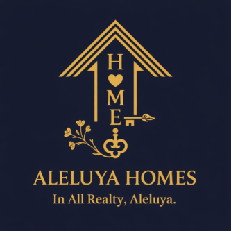 Aleluya Homes gold and navy real estate logo by Lisa Martinez REALTOR®