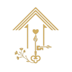 Aleluya Homes logo featuring a gold key beneath a roof representing guidance, homeownership, and purpose in Central Florida real estate.